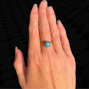 Handmade Wire Wrapped Adjustable Turquoise and Copper Ring